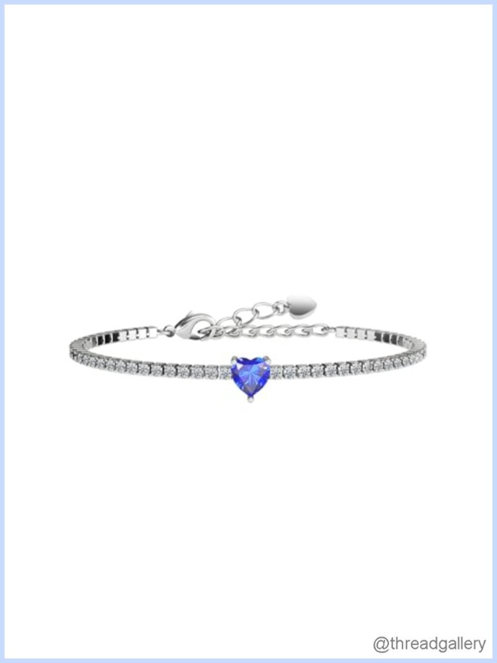 Sterling Silver Tennis Bracelet 14K White Gold Plated AAAAA+ CZ Heart Charm